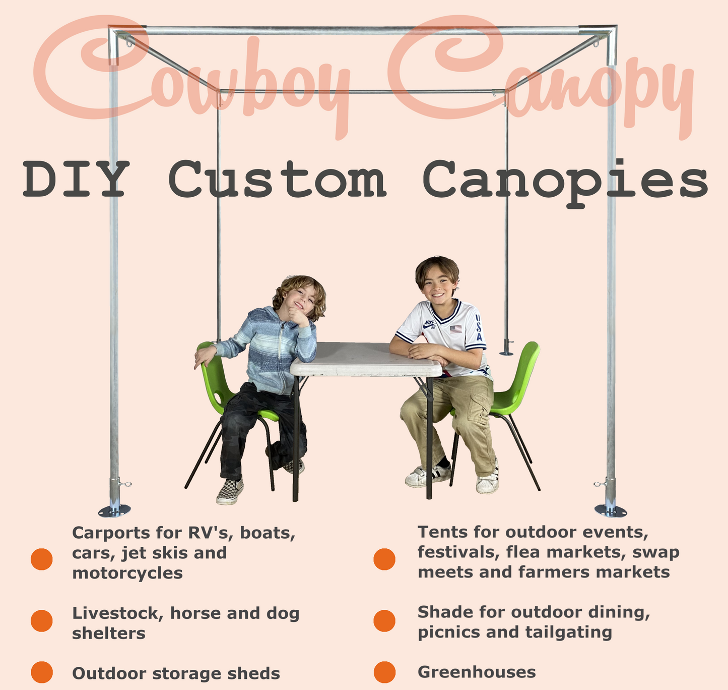 20' Wide Low Peak with Center Legs Canopy Kits (1")