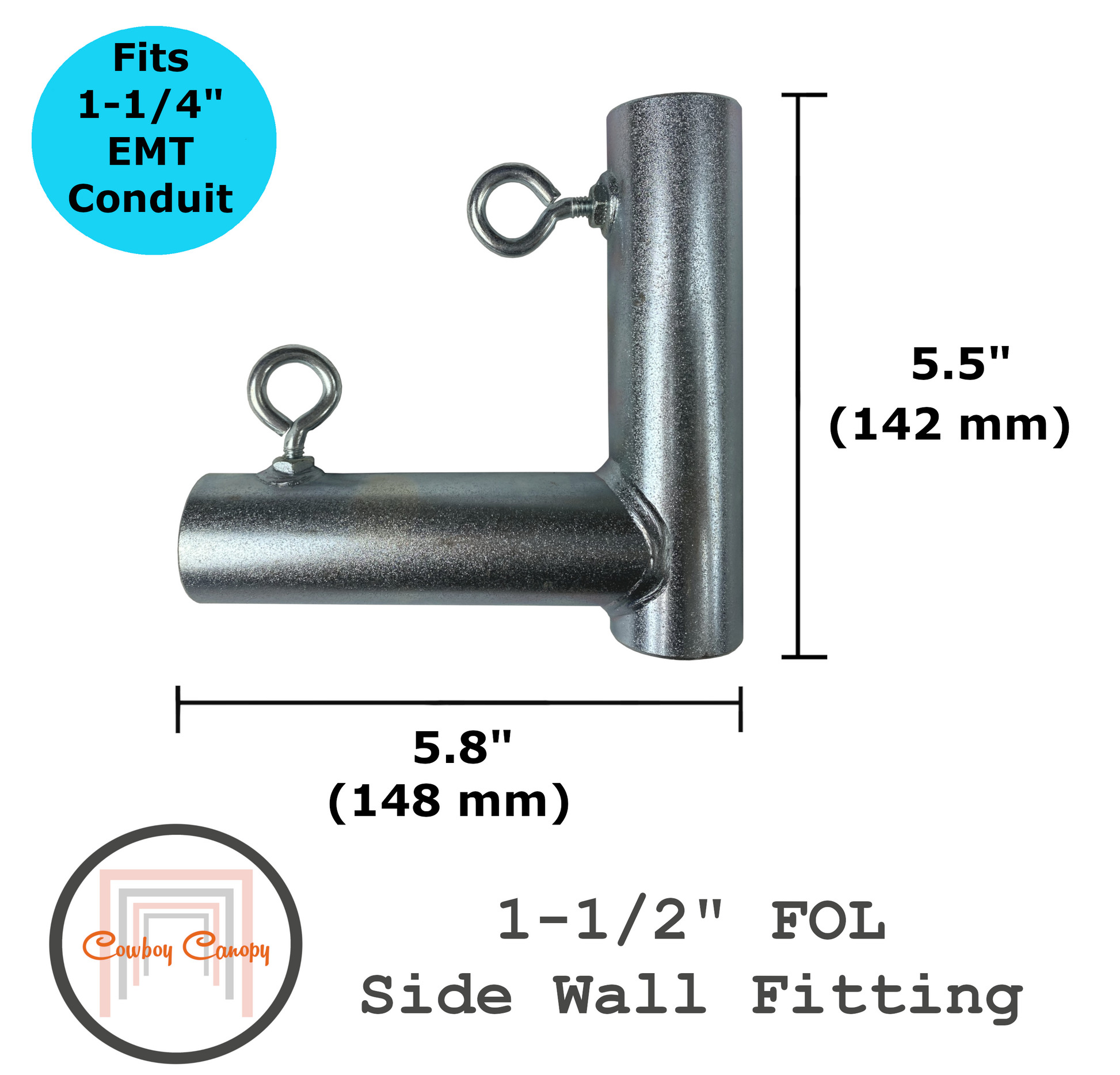 1-1/2" FOL metal emt conduit canopy fitting 2 way side wall fitting cowboy canopy