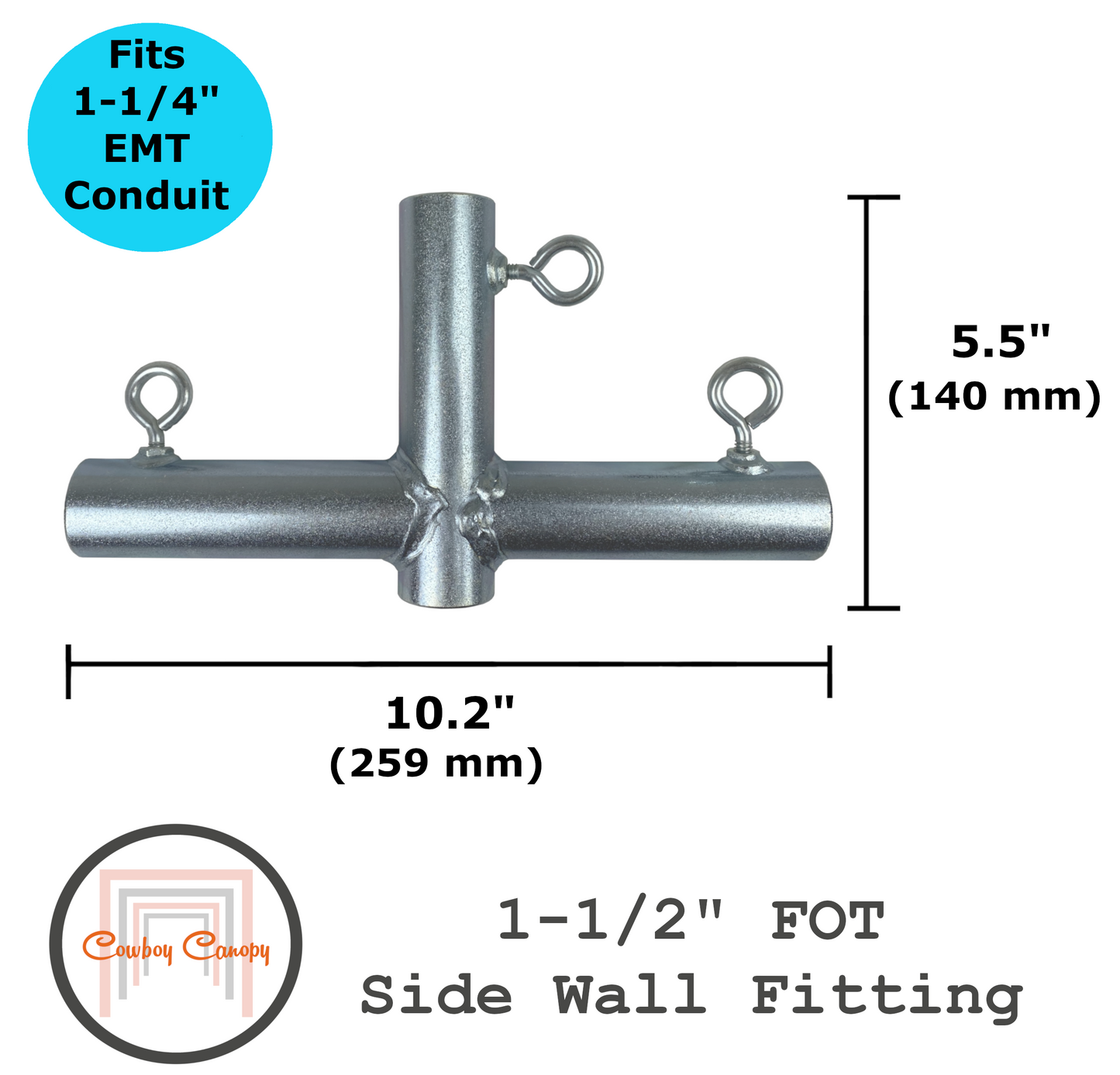 1-1/2" FOT metal emt conduit canopy fitting 3 way side wall fitting cowboy canopy