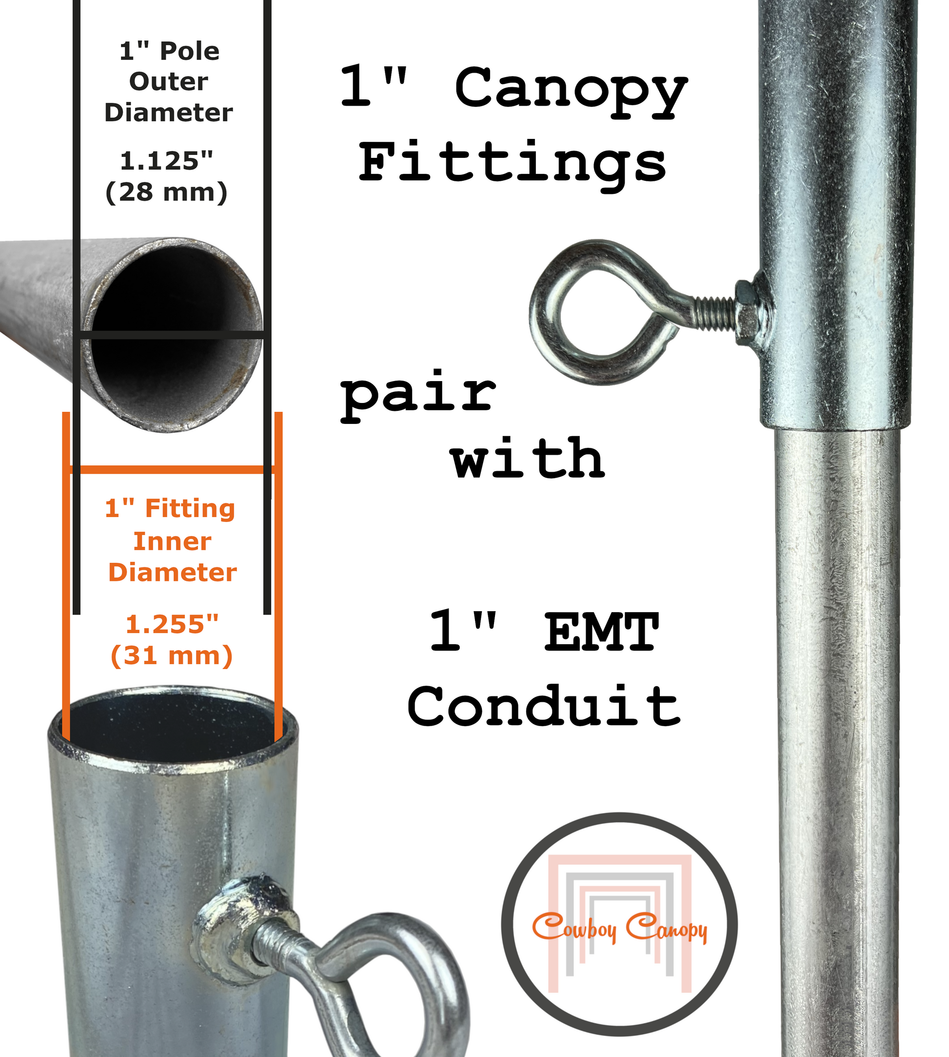 tarp fittings 10' Wide Slope Canopy Kits (1") – Cowboy Canopy