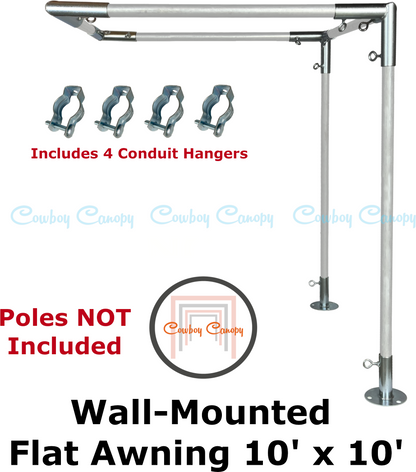 10' Wide Wall-Mounted Flat Awning (3/4")