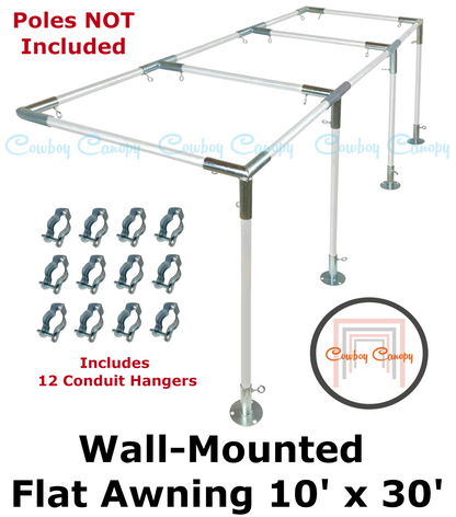 10' Wide Wall-Mounted Flat Awning (3/4")