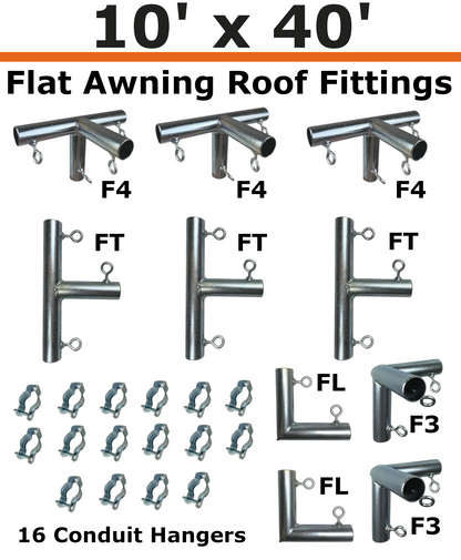 10' Wide Wall-Mounted Flat Awning (3/4")
