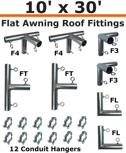 10' Wide Wall-Mounted Flat Awning (3/4")