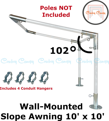 10' Wide Wall-Mounted Slope Awning (1")