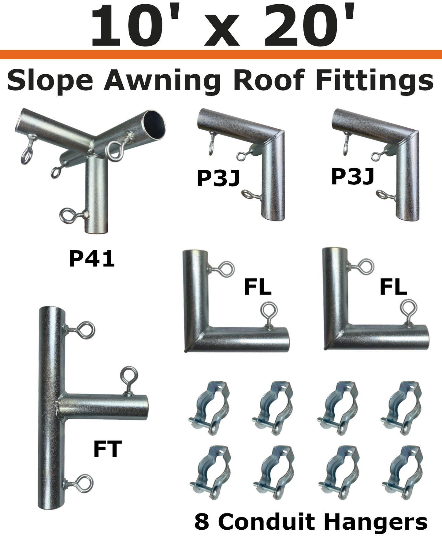 10' Wide Wall-Mounted Slope Awning (1")