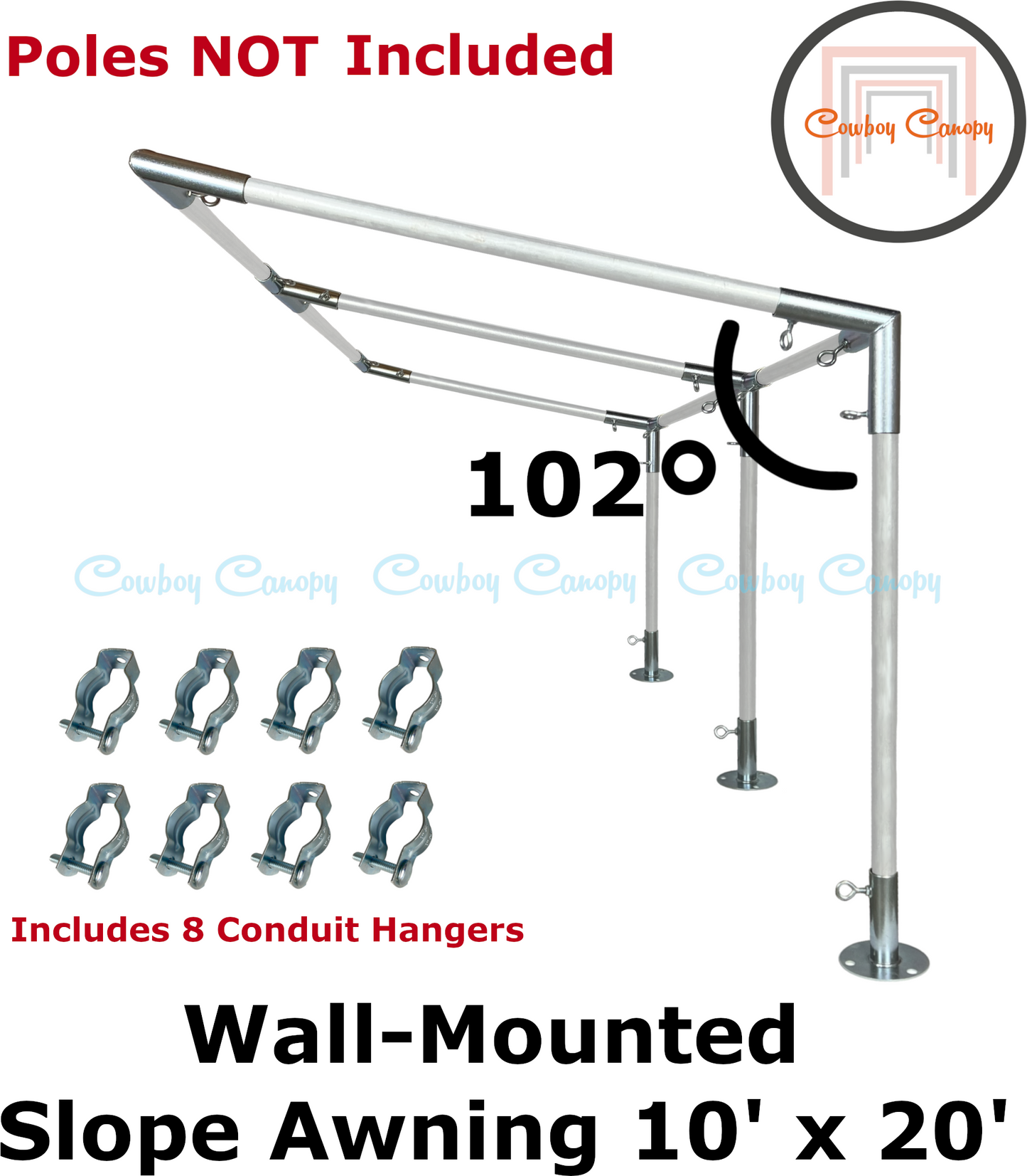 10' Wide Wall-Mounted Slope Awning (1")