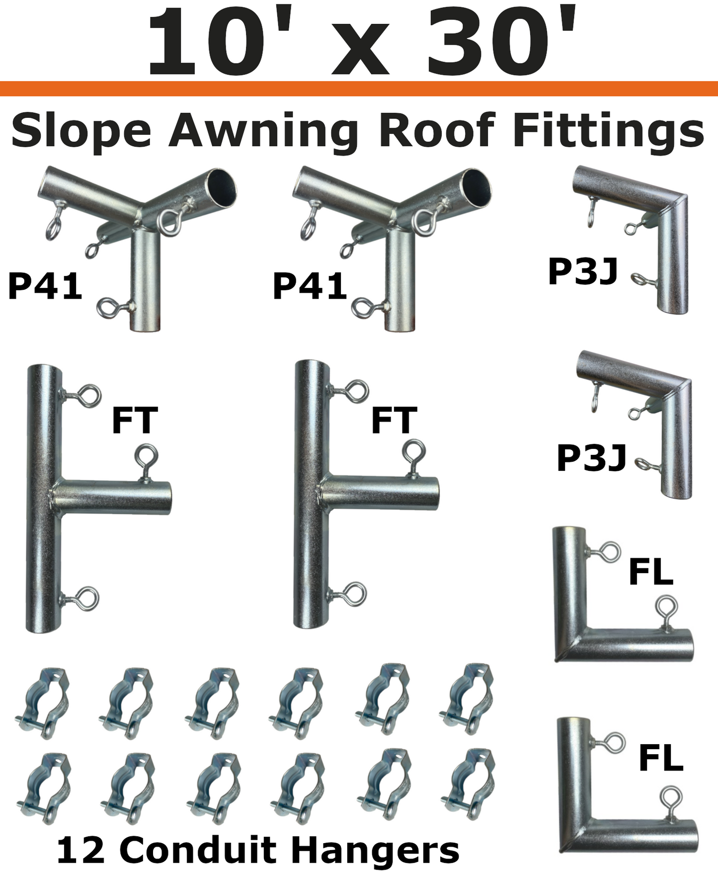 10' Wide Wall-Mounted Slope Awning (1")