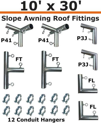 10' Wide Wall-Mounted Slope Awning (1")