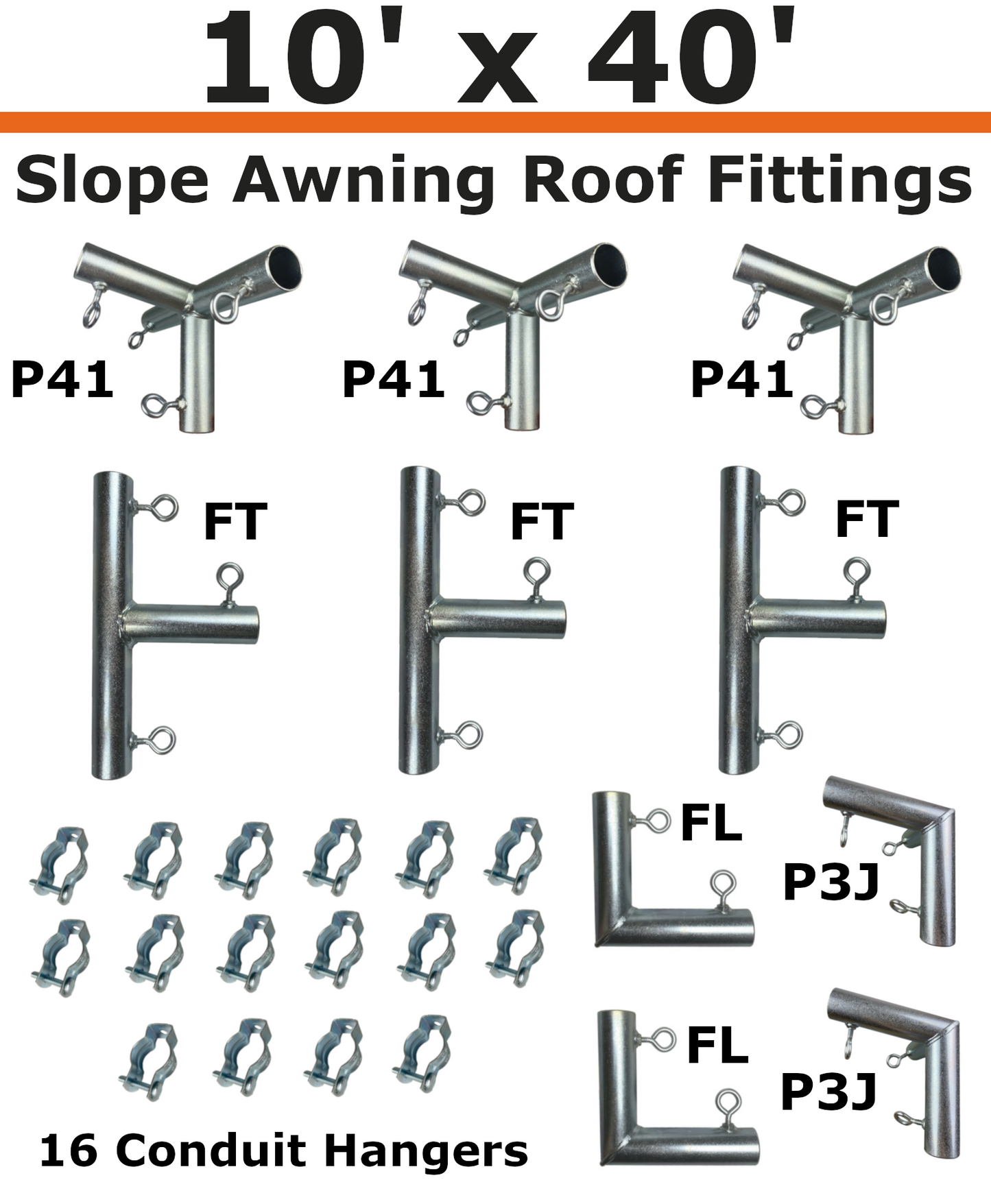 10' Wide Wall-Mounted Slope Awning (1")