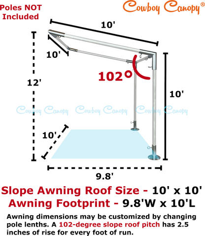 10' Wide Wall-Mounted Slope Awning (1")