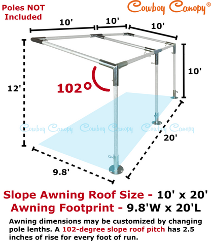 10' Wide Wall-Mounted Slope Awning (1")