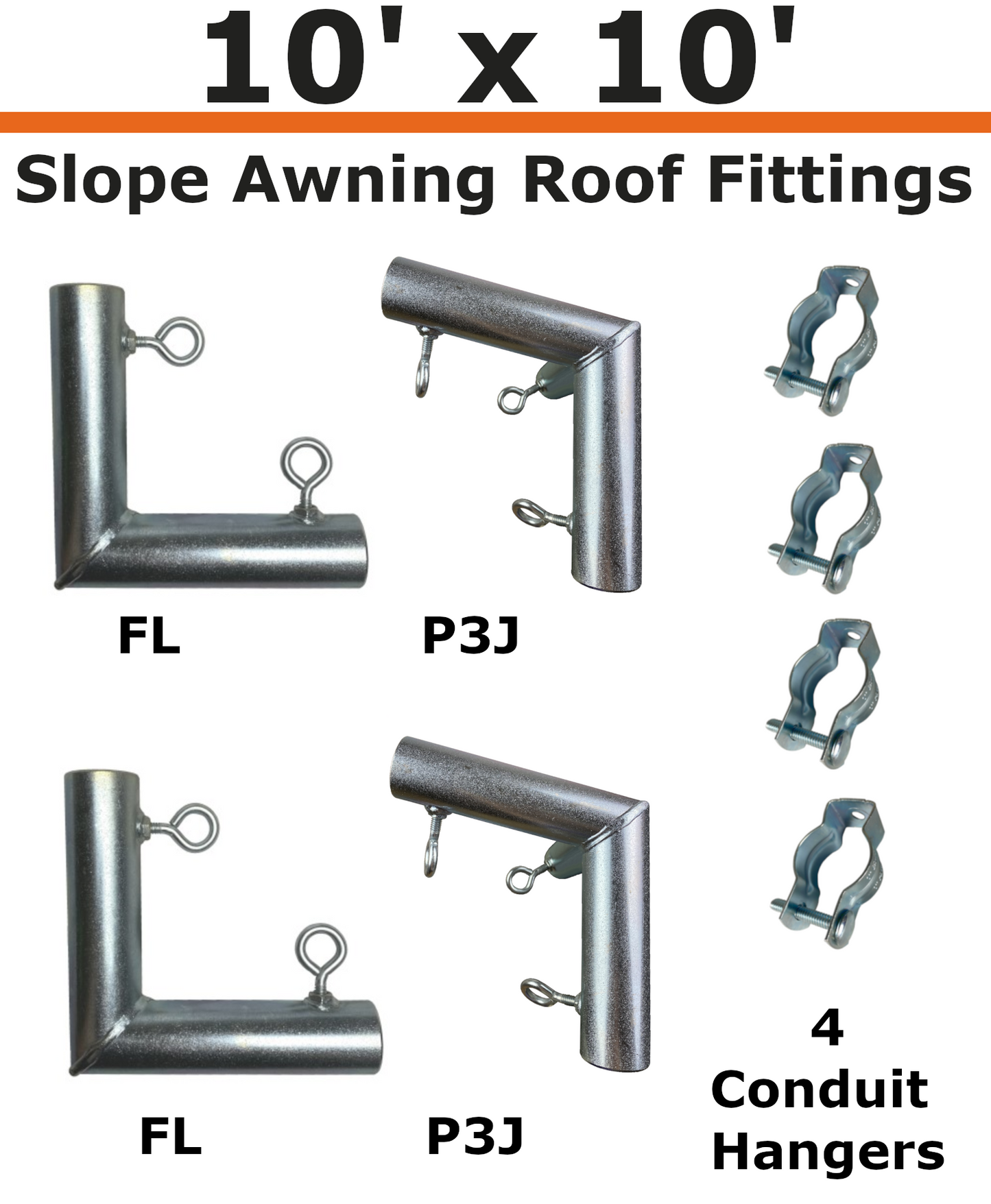 10' Wide Wall-Mounted Slope Awning (1")