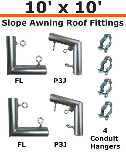 10' Wide Wall-Mounted Slope Awning (1")