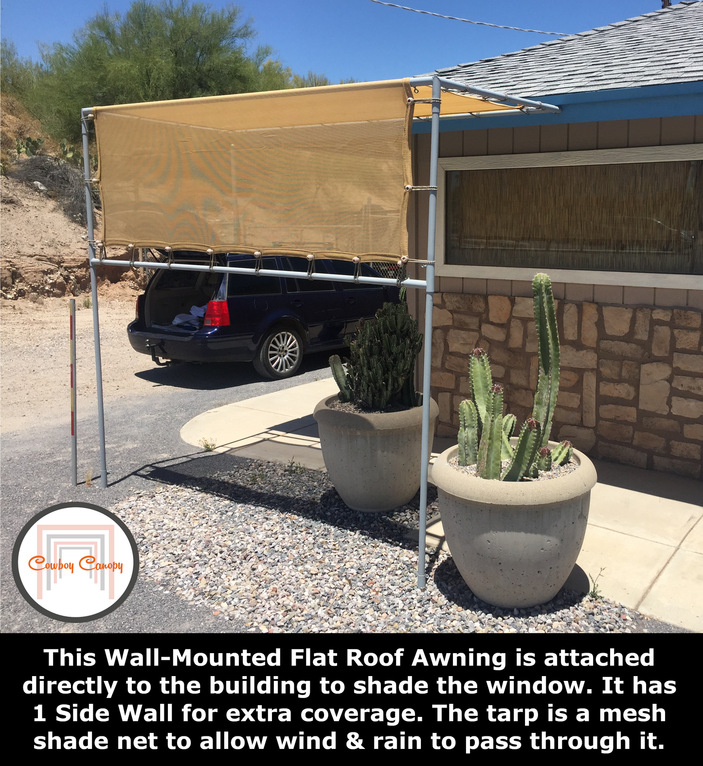 10' Wide Wall-Mounted Flat Awning (3/4")