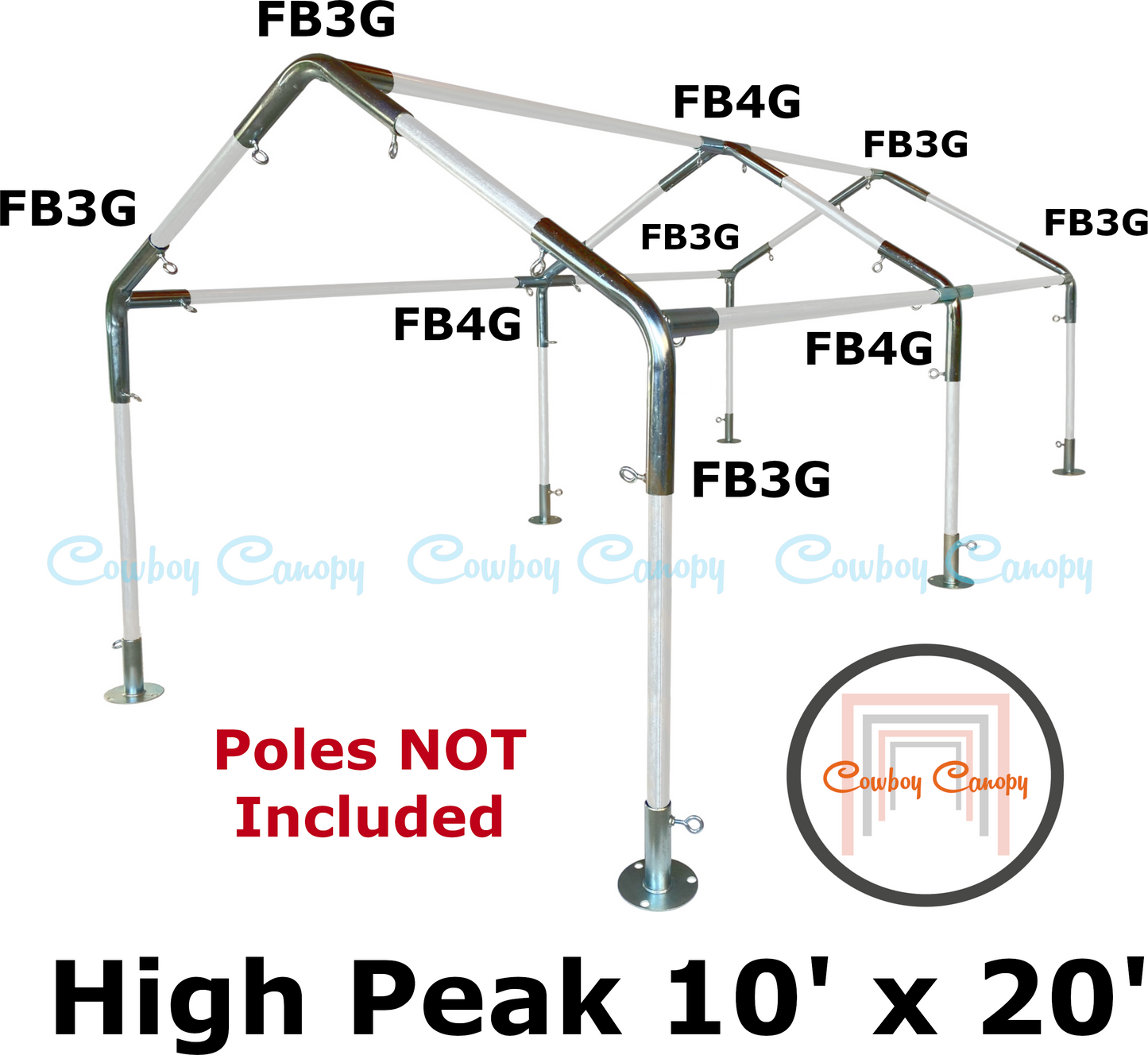 10' Wide High Peak Canopy Kits (1")