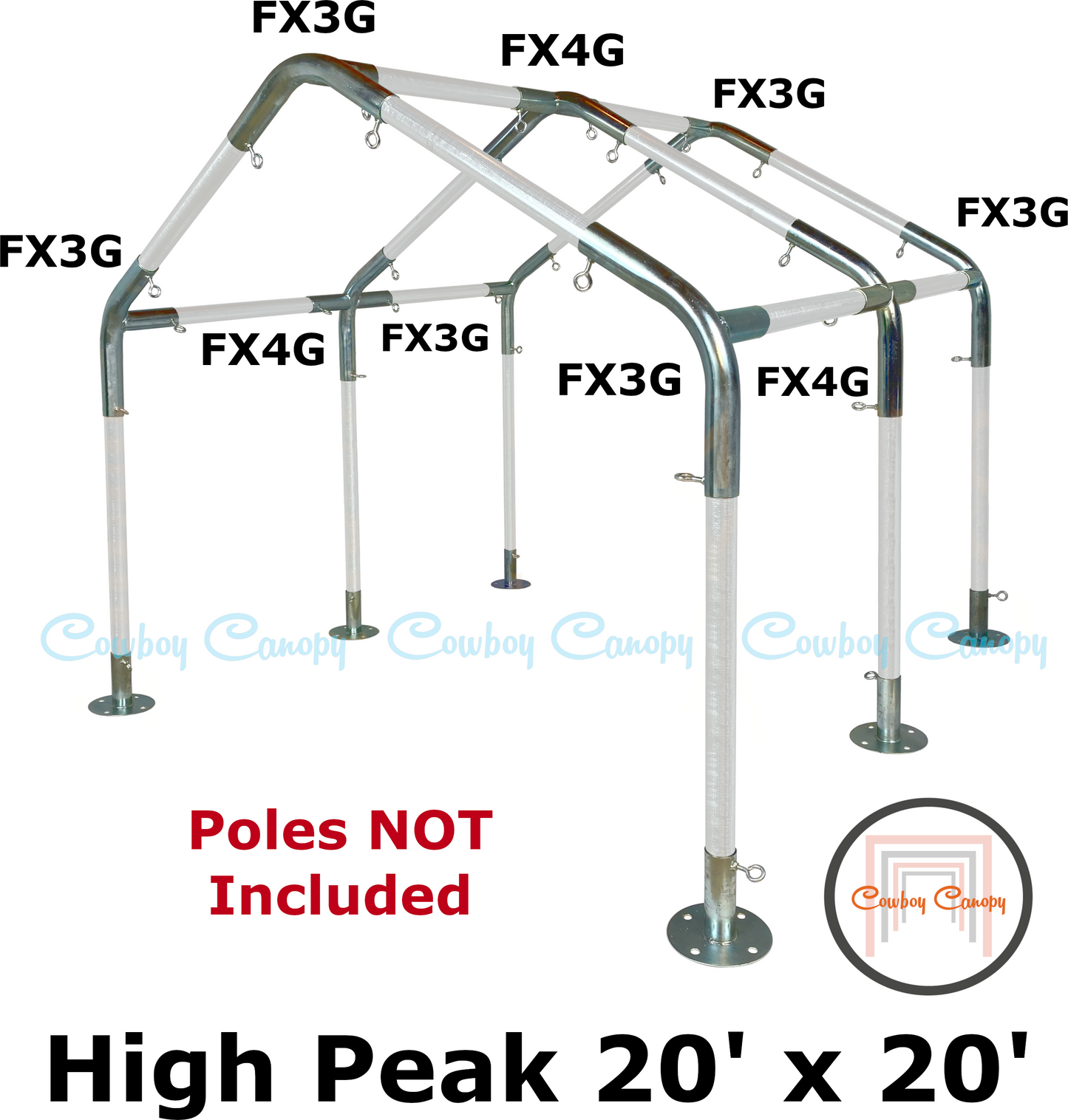 20' Wide High Peak Canopy Kits (1-1/2")