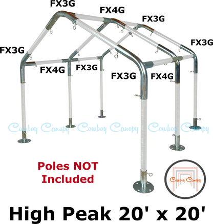 20' Wide High Peak Canopy Kits (1-1/2")