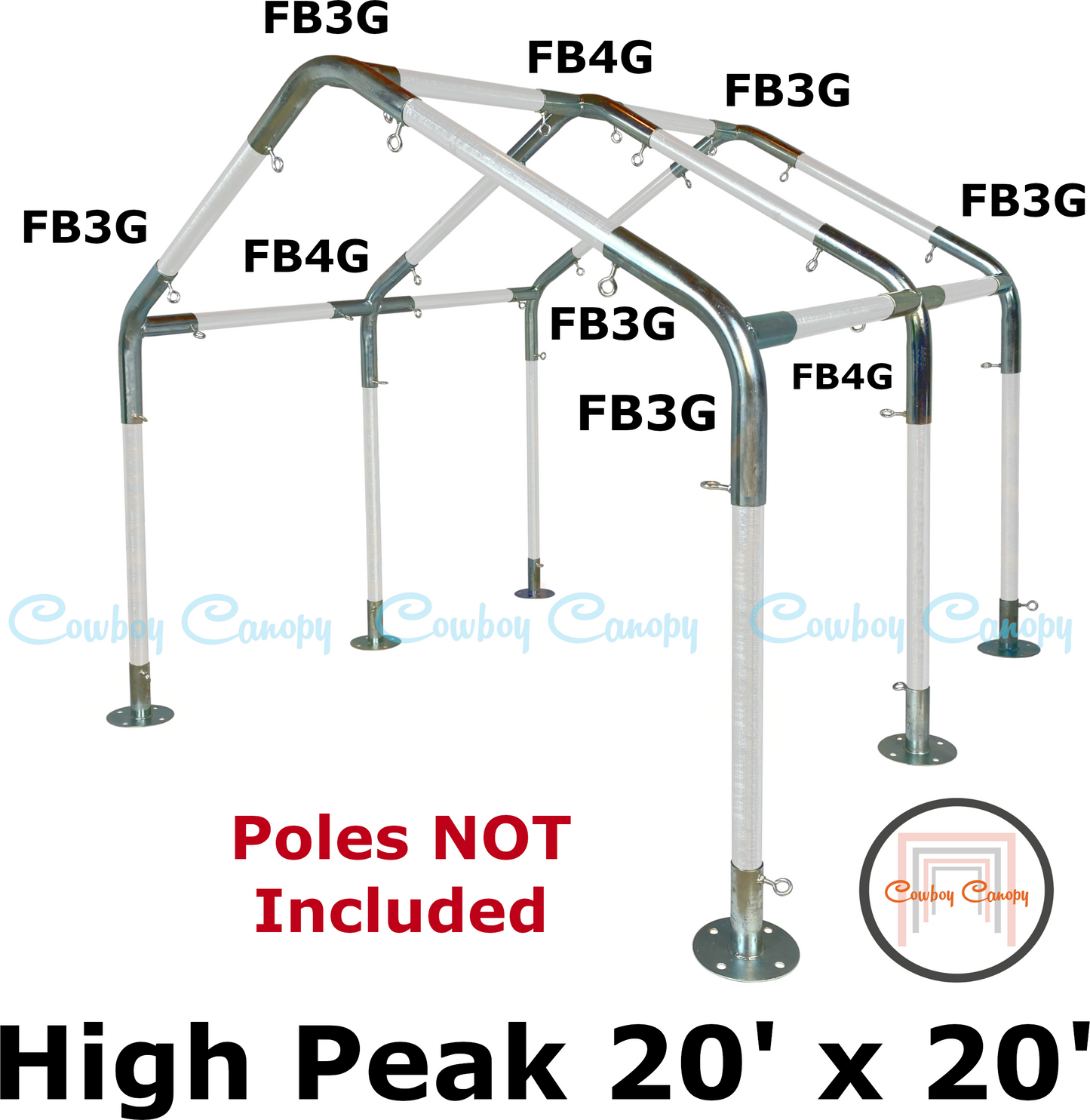 20' Wide High Peak Canopy Kits (1-1/2")