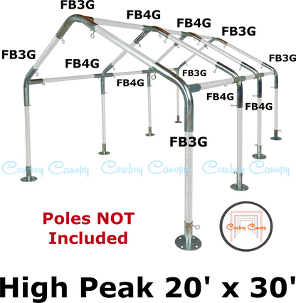 20' Wide High Peak Canopy Kits (1-1/2")