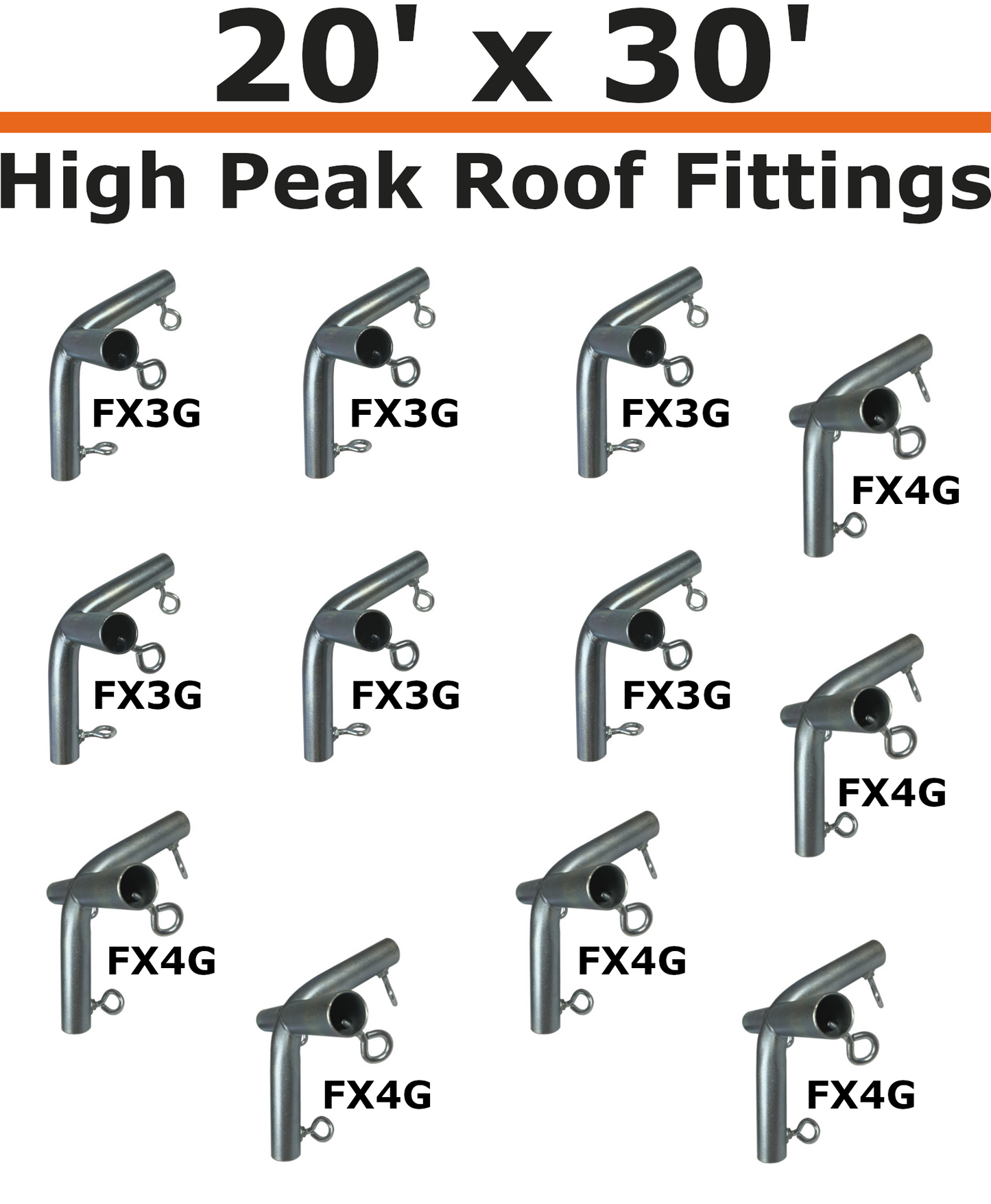 20' Wide High Peak Canopy Kits (1-1/2")