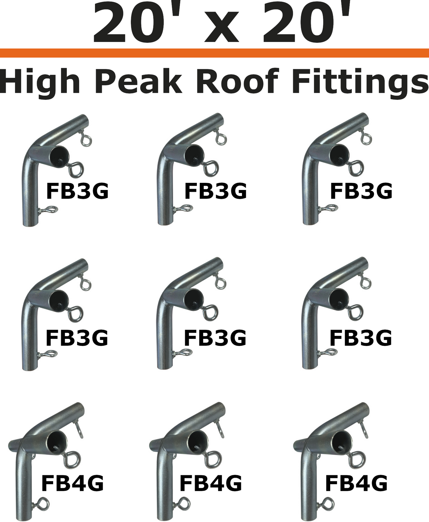 20' Wide High Peak Canopy Kits (1-1/2")