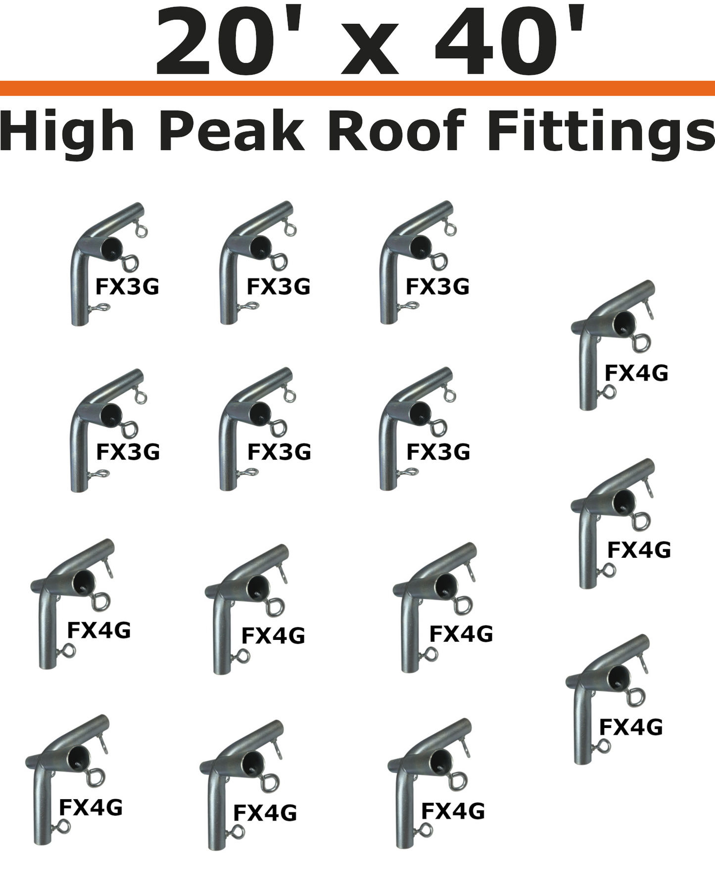 20' Wide High Peak Canopy Kits (1-1/2")