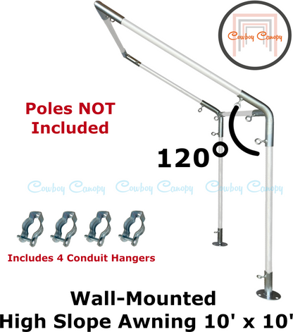 10' Wide Wall-Mounted High Slope Awning (1")