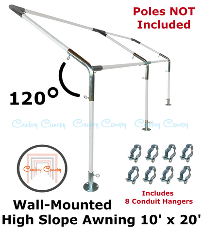 10' Wide Wall-Mounted High Slope Awning (1")