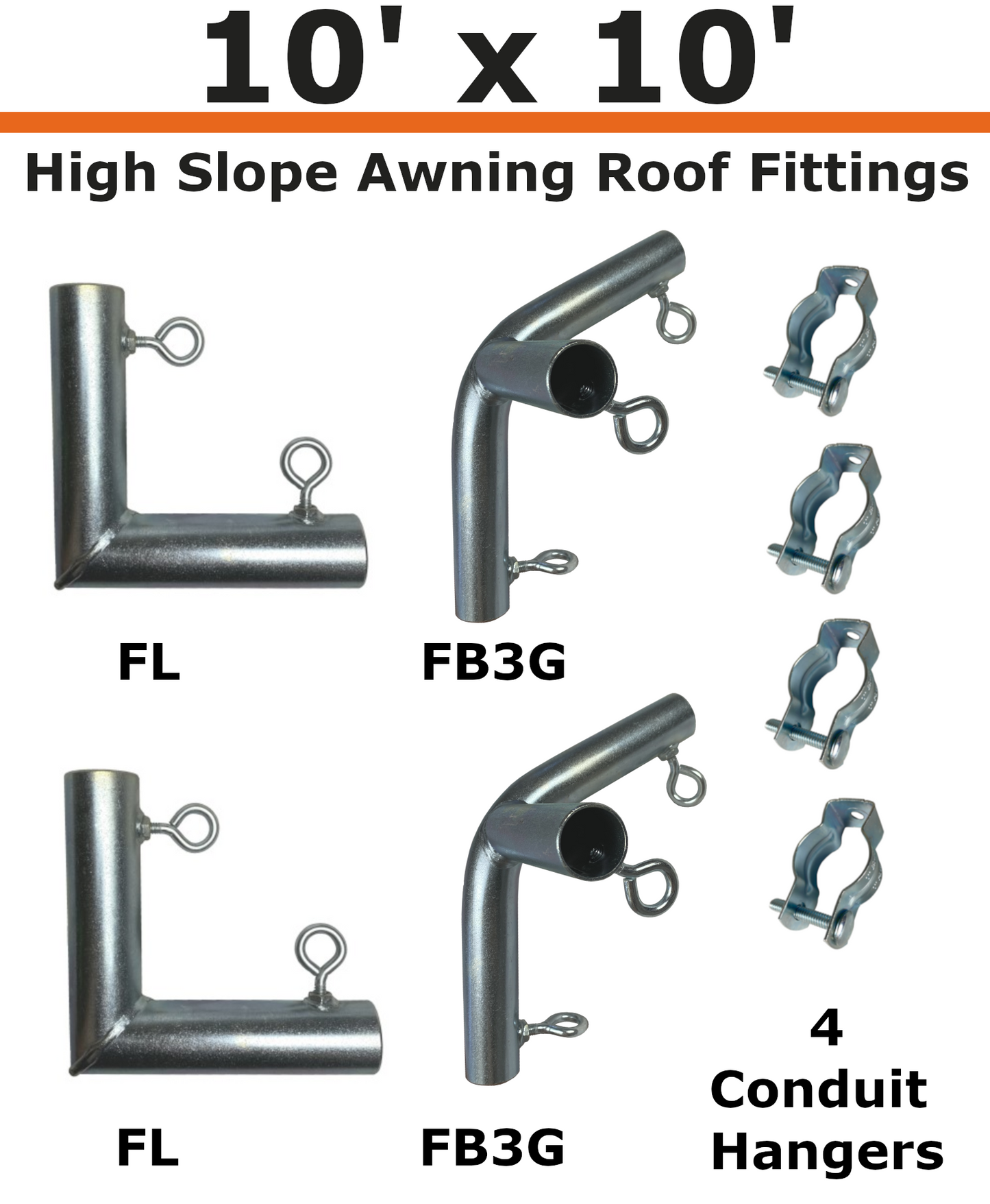 10' Wide Wall-Mounted High Slope Awning (1")