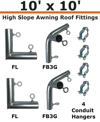 10' Wide Wall-Mounted High Slope Awning (1")