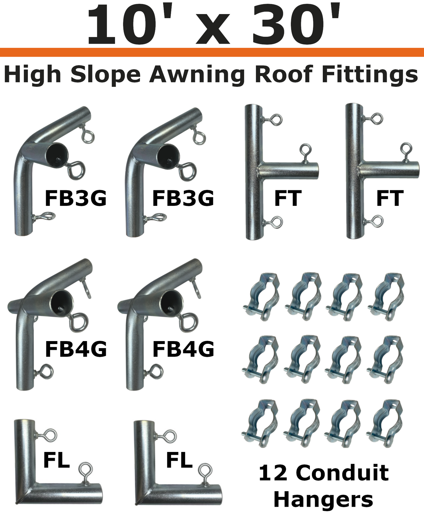 10' Wide Wall-Mounted High Slope Awning (1")