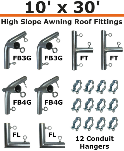 10' Wide Wall-Mounted High Slope Awning (1")
