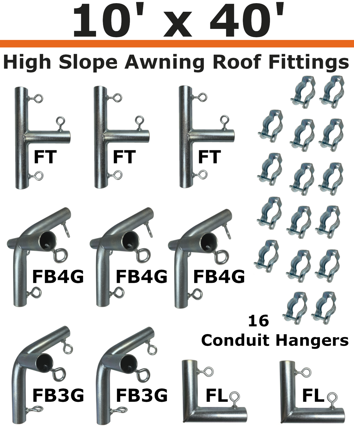 10' Wide Wall-Mounted High Slope Awning (1")