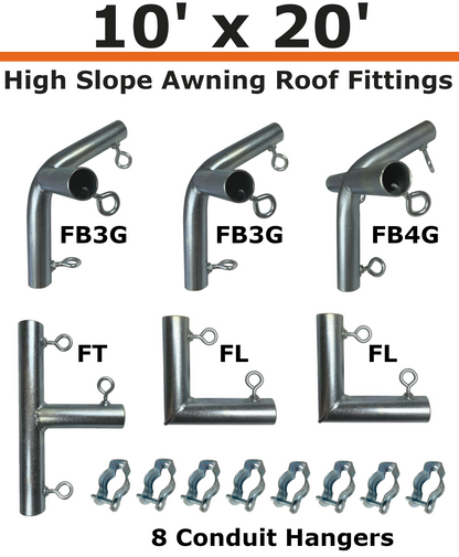 10' Wide Wall-Mounted High Slope Awning (1")
