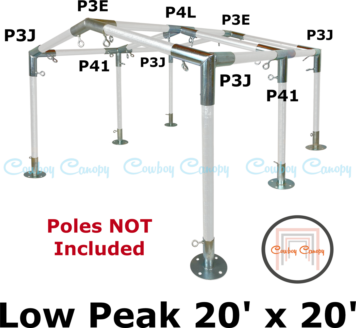 20' Wide Low Peak Canopy Kits (1-1/2")
