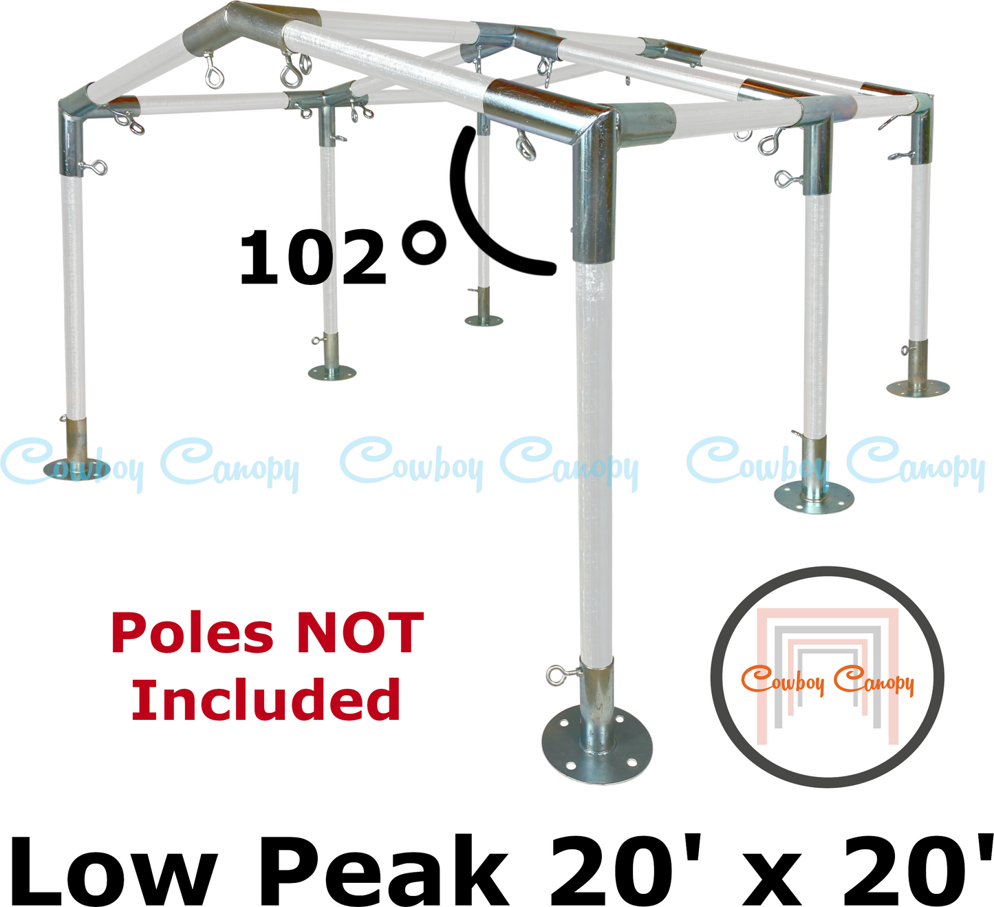 20' Wide Low Peak Canopy Kits (1-1/2")