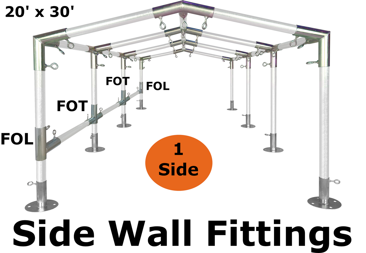 20' Wide Low Peak Canopy Kits (1-1/2")