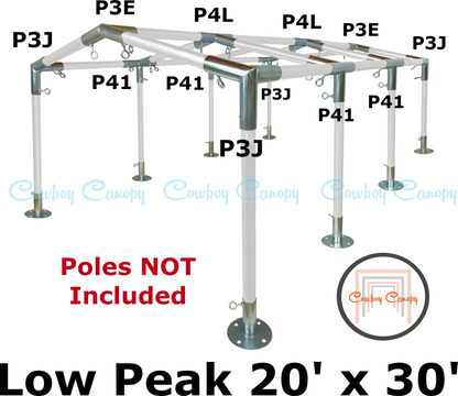 20' Wide Low Peak Canopy Kits (1-1/2")
