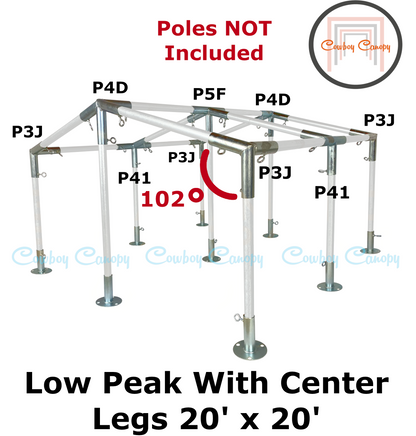 20' Wide Low Peak with Center Legs Canopy Kits (1")