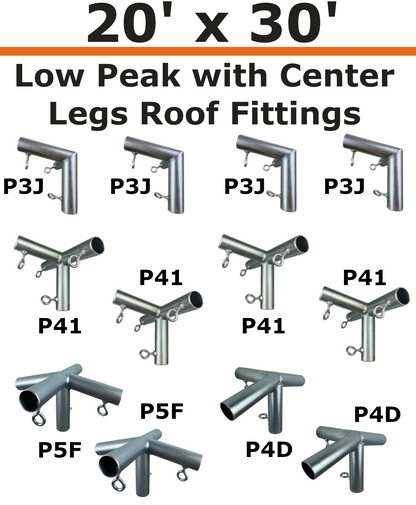 20' Wide Low Peak with Center Legs Canopy Kits (1")