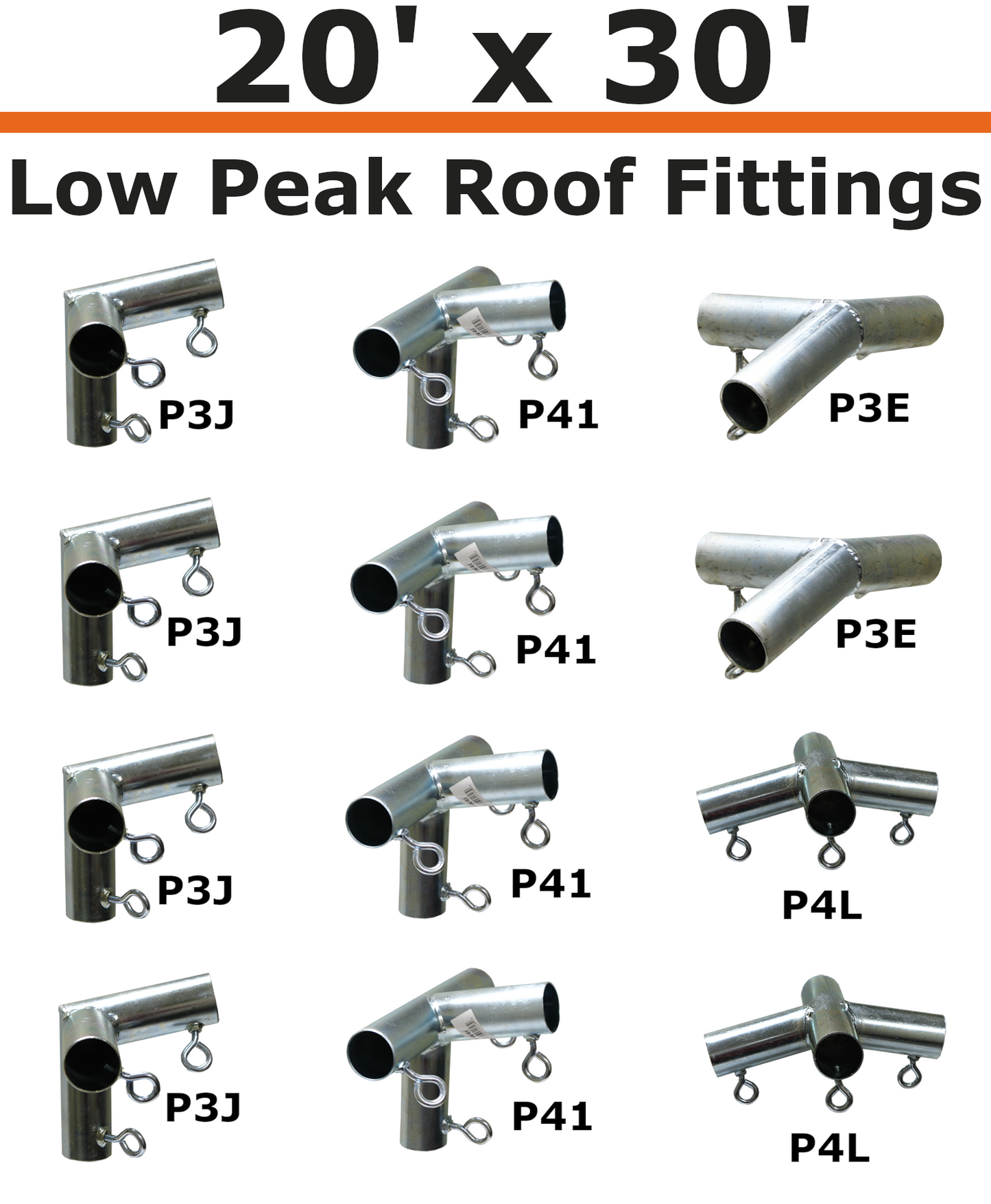 20' Wide Low Peak Canopy Kits (1-1/2")