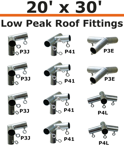 20' Wide Low Peak Canopy Kits (1-1/2")