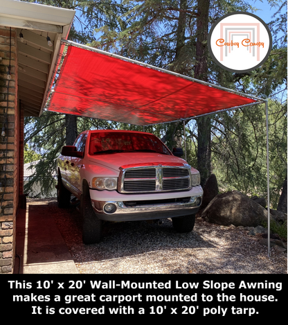 10' Wide Wall-Mounted Slope Awning (1")
