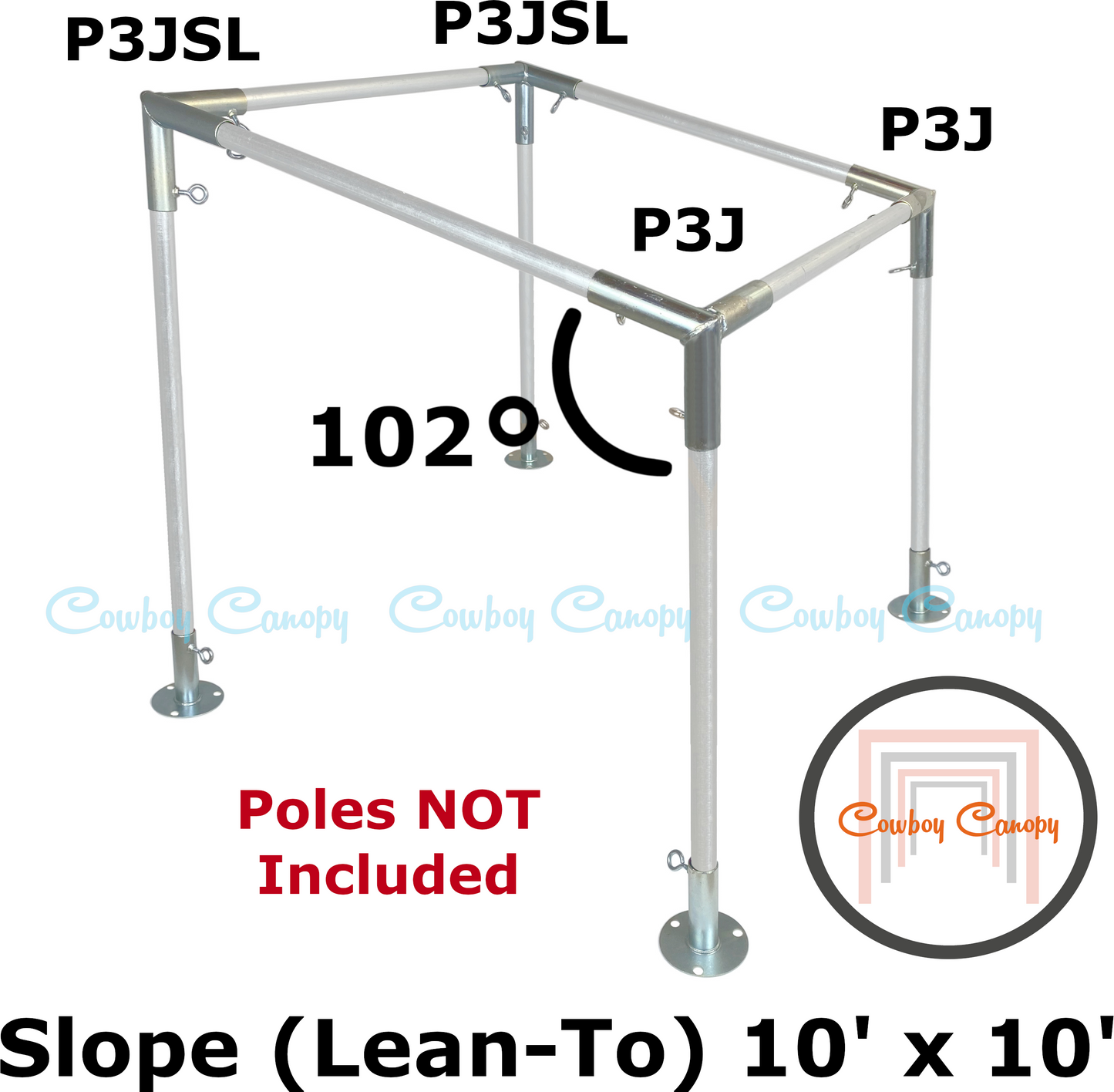 10' Wide Slope Canopy Kits (3/4")