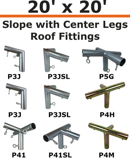 20' Wide Slope with Center Legs Canopy Kits (3/4")