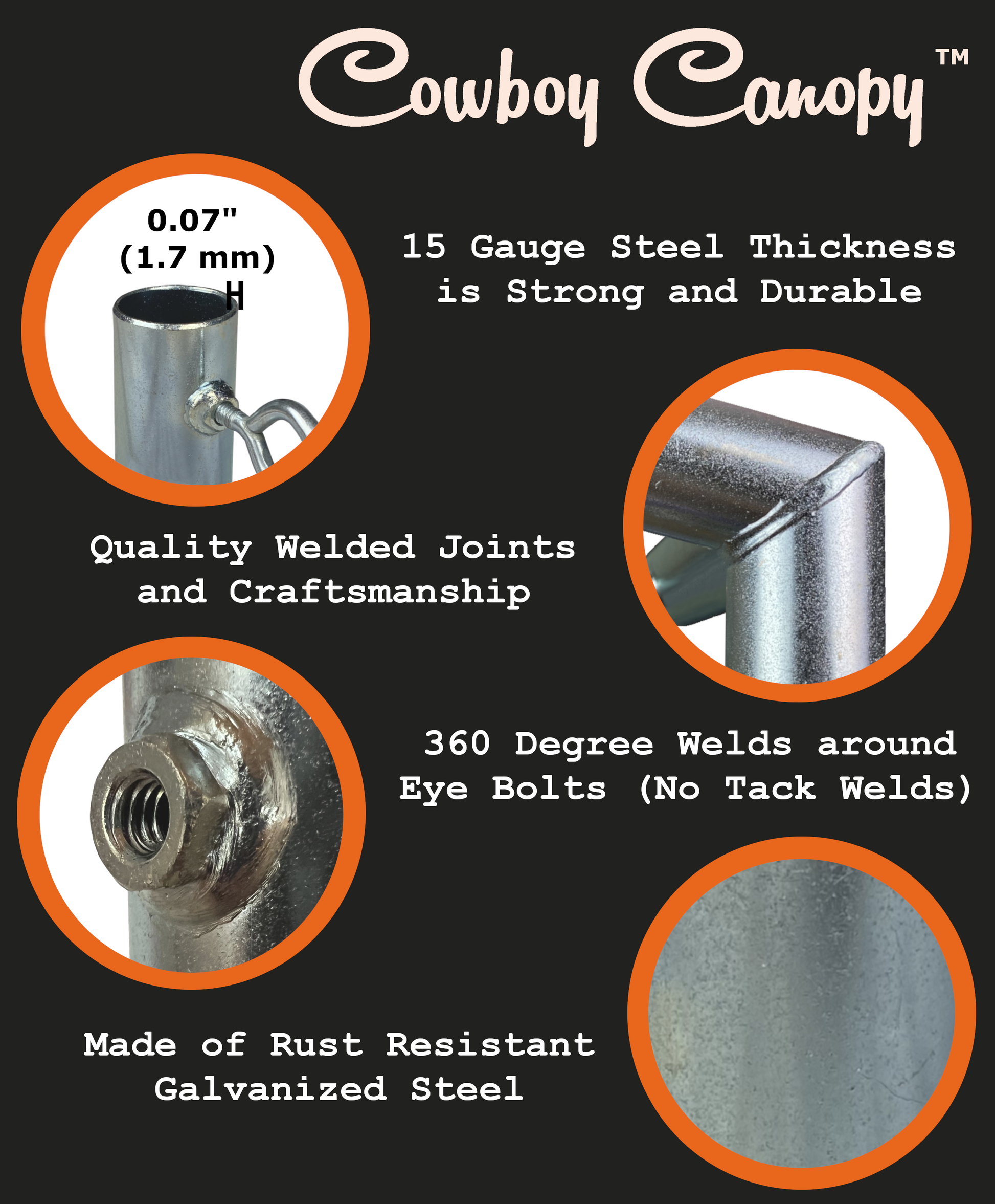 metal EMT conduit canopy fittings, DIY carport greenhouse temporary shelter parts cowboy canopy