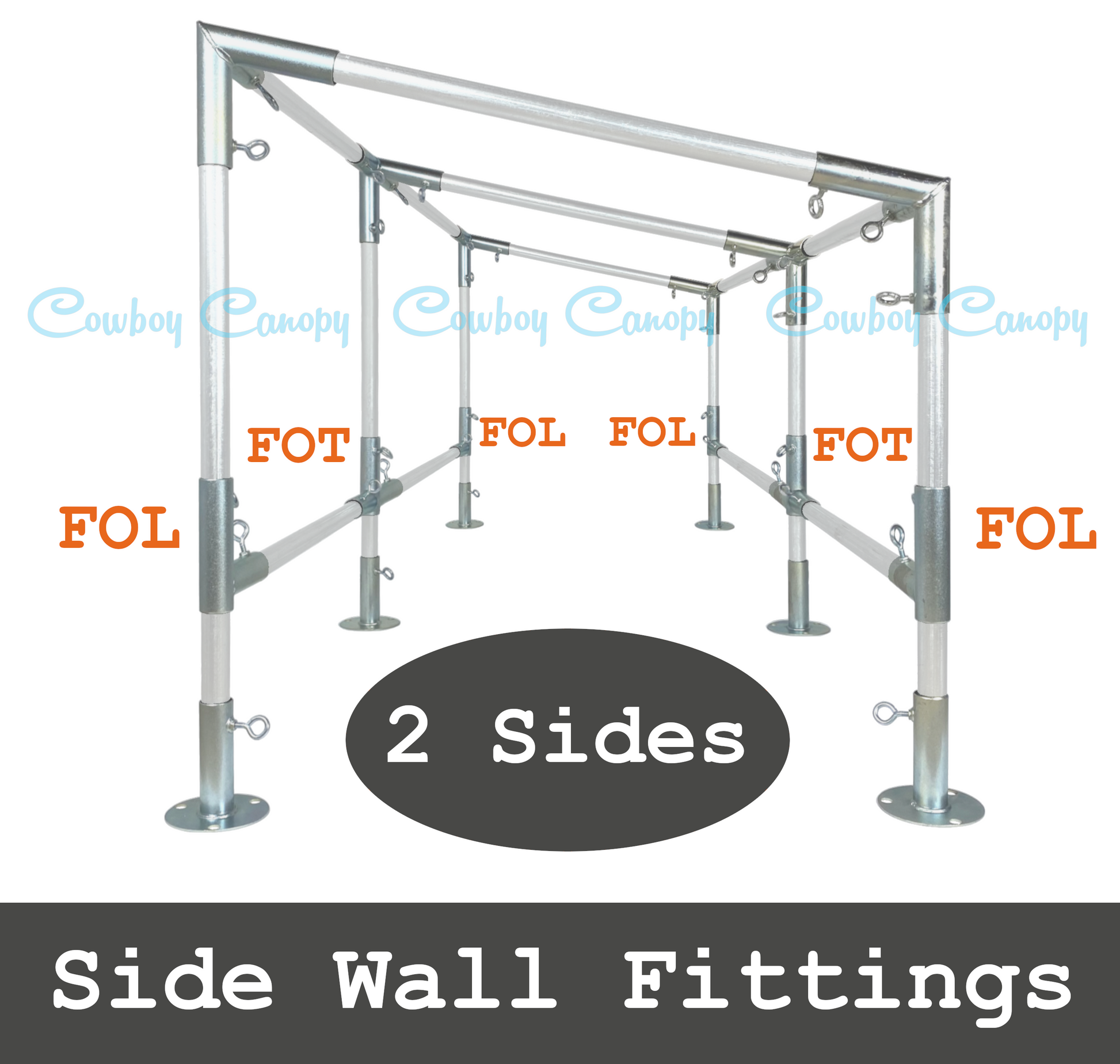 10'x20' Slope Lean-To canopy kit, metal EMT conduit 1-1/2" canopy fittings, Side Wall Fittings, DIY carport greenhouse temporary shelter cowboy canopy