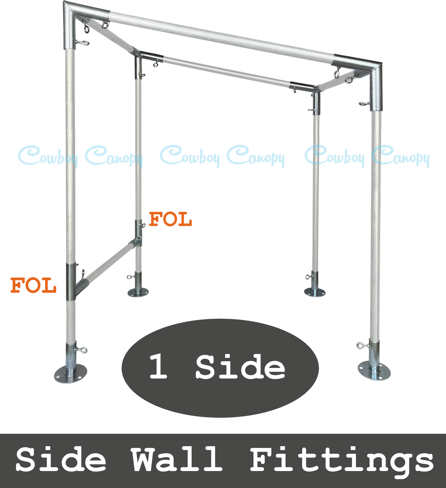 10'x10' Slope Lean-To canopy kit, metal EMT conduit 1" canopy fittings, Side Wall Fittings, DIY carport greenhouse temporary shelter cowboy canopy