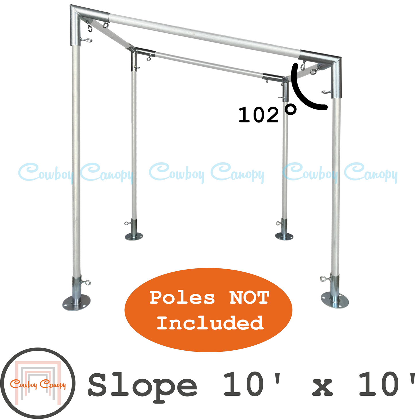 10'x10' Slope Lean-To canopy kit, metal EMT conduit 1" canopy fittings, DIY carport greenhouse temporary shelter cowboy canopy